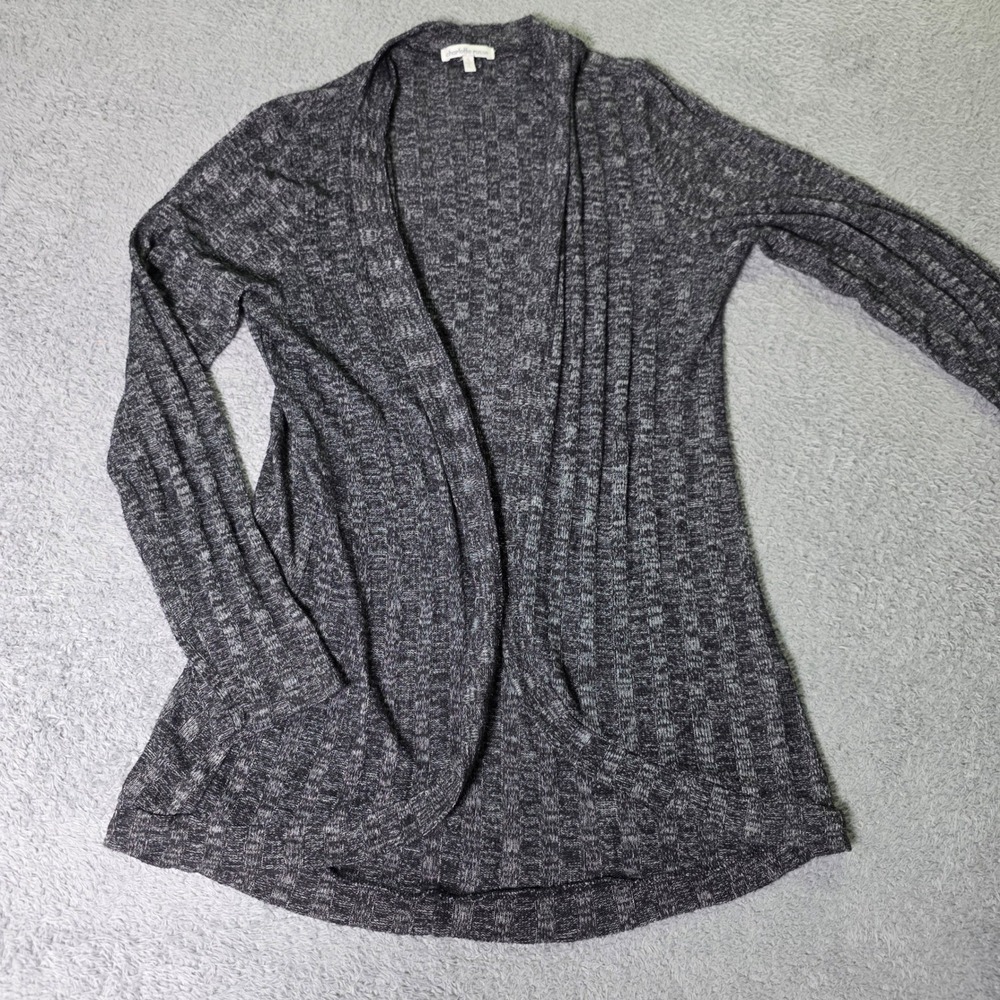 Charlotte Russe Womens Small Cardigan Gray Space Dye Ribbed Open Front Draped